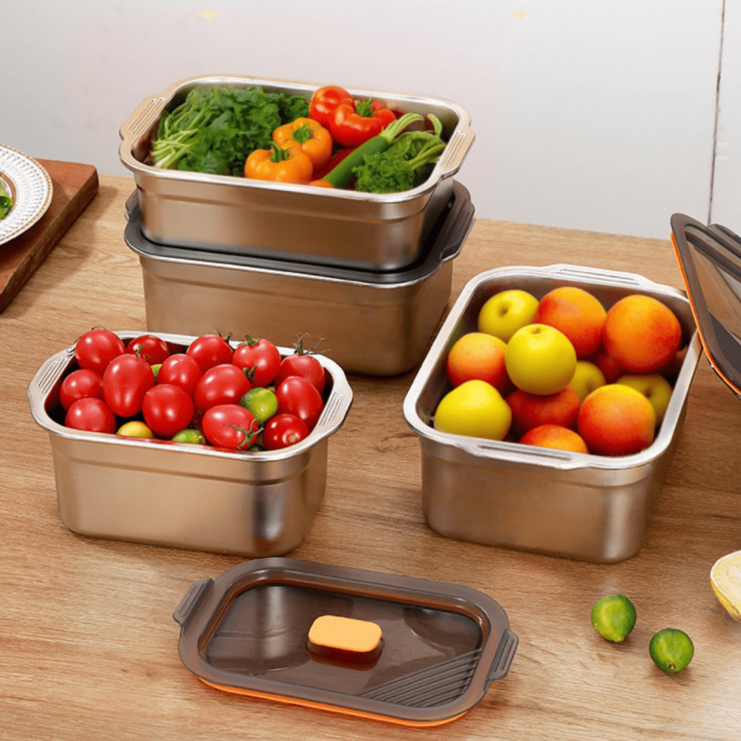 Multifunctional Vacuum-Sealed Stainless Steel Food Storage Container | Airtight & Oven Safe