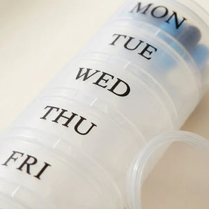 7-Day Weekly Pill Organizer Box | 3 & 4 Compartments Per Day | Portable Medicine Tablet Storage Case with Removable Boxes