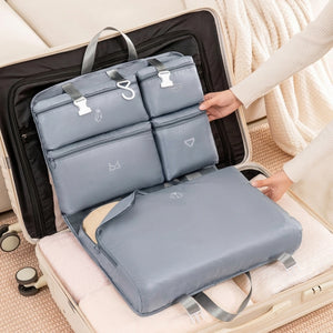 7 Pocket Wardrobe Travel Bag | Foldable Hanging Garment Organizer Duffel with Trolley Sleeve