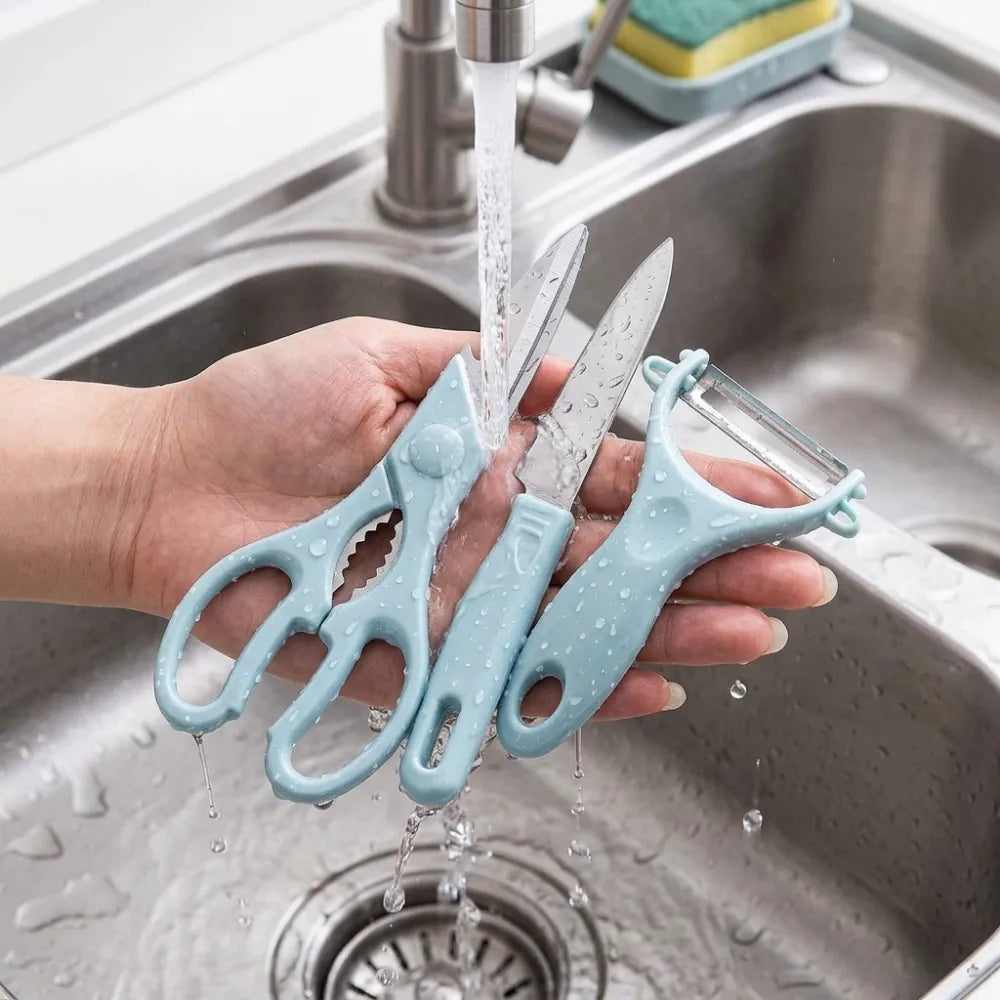 4-Piece Mini Travel Kitchen Set | Cutting Board, Fruit Knife, Peeler & Scissors | Portable Camping Kitchen Tool Kit