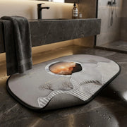 Abstract Sunset Mountain Oval Bath Mat | Soft Quick Dry Anti-Slip Absorbent Floor Rug for Bathroom Entrance & Bedroom