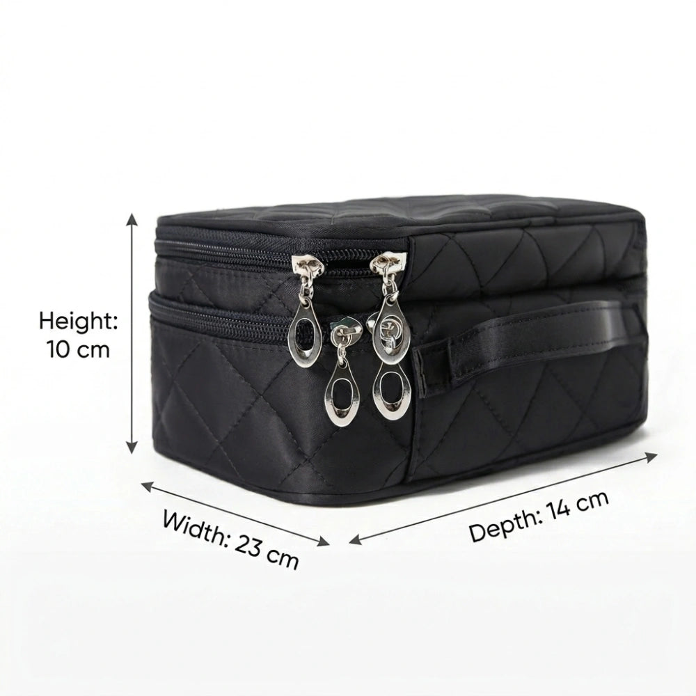 Premium Makeup Organizer Pouch | Travel Cosmetic Storage Bag with Brush Holders & Multi-Compartment Design