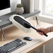 Super-Soft Microfiber Car Duster Brush with Detachable Handle| Strong Absorption, Scratch-Free Cleaning Tool for Wet & Dry Dusting/Polishing/Washing for Bike, Car, Truck, Office, Kitchen-White