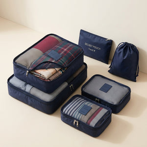 6 Pcs Travel Packing Cubes Set | Lightweight Luggage Organizers with Laundry & Toiletry Bags for Suitcase Storage (Blue)