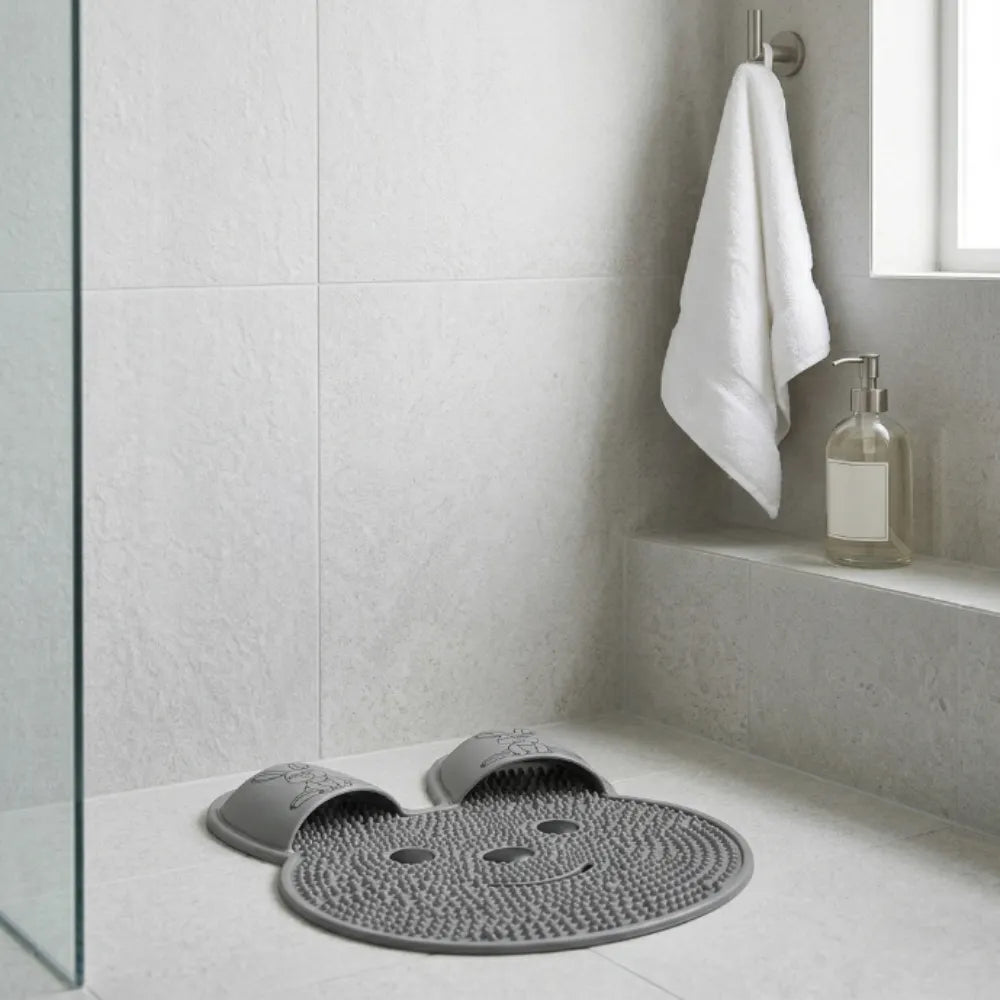 Rabbit Shape Silicone Foot Scrubber Mat for Shower | Non-Slip Foot Cleaner with Suction Cups | Exfoliating Massage Mat for Dry Skin & Cracked Heels