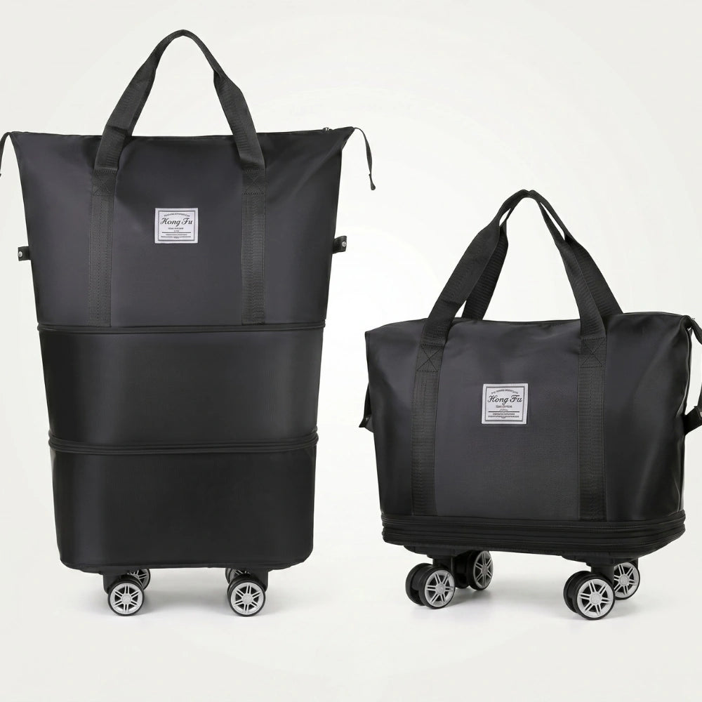 Foldable Expandable Travel Duffle Bag with Wheels – Large Capacity Rolling Trolley Weekend Bag for Travel & Luggage Storage