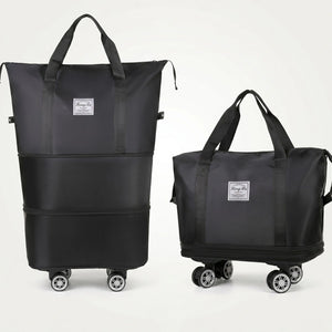 Foldable Expandable Travel Duffle Bag with Wheels – Large Capacity Rolling Trolley Weekend Bag for Travel & Luggage Storage