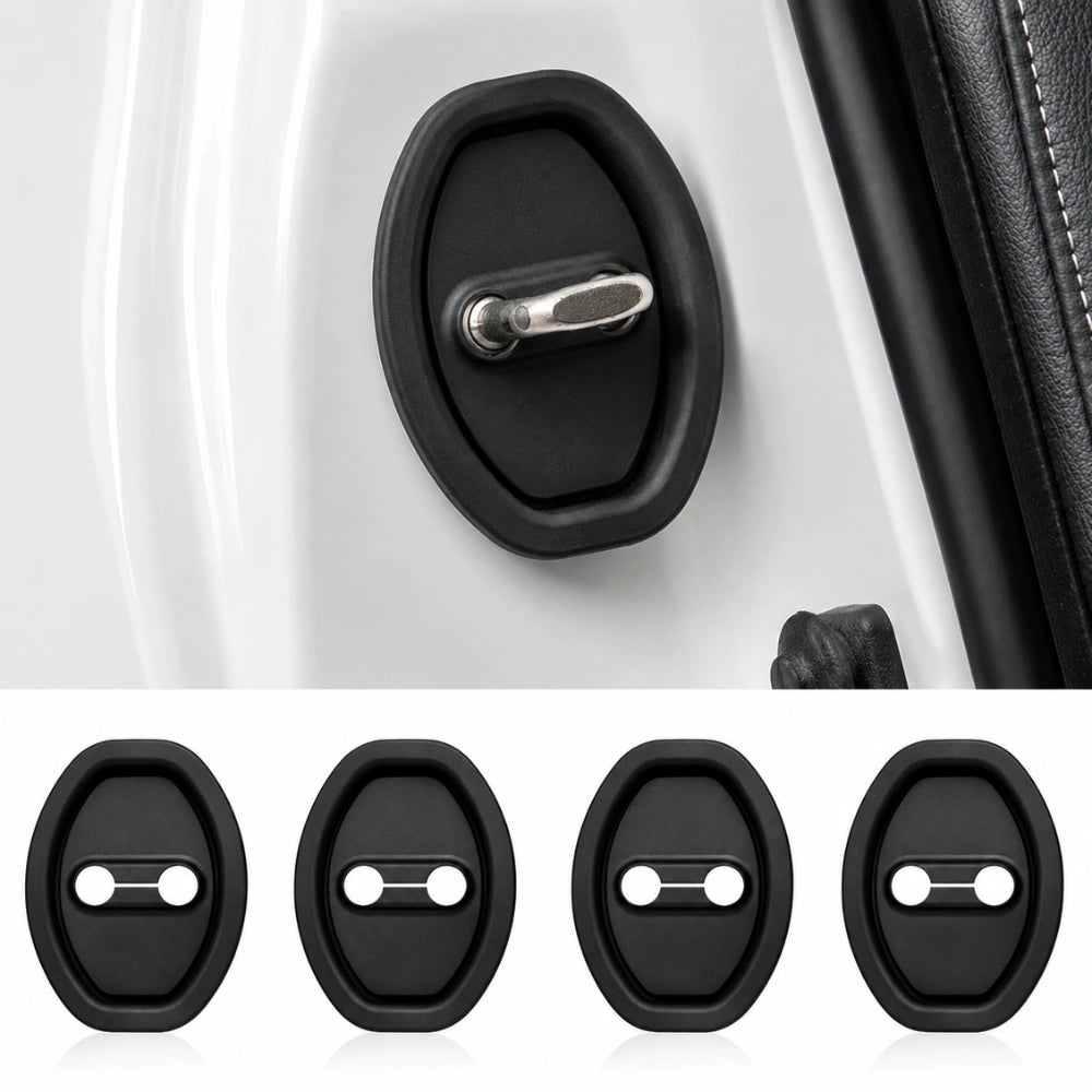 Car Door Lock Protector Cover | Silicone Rubber Shock Absorber Pads for SUV & Car Door Latch Protection 4PCS set