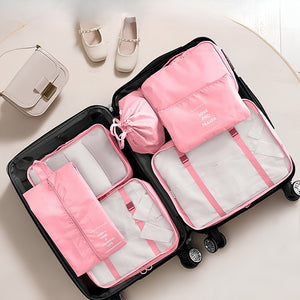 7 in 1 Travel Organizer Set | Packing Cubes, Laundry, Shoe & Cosmetic Bags for Suitcase & Luggage Packing (Multicolor)