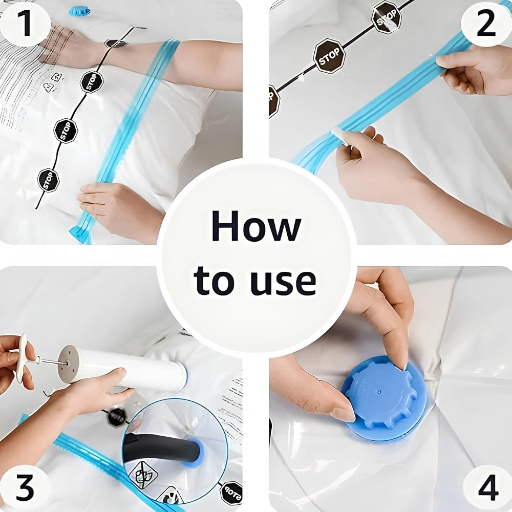 Vacuum Storage Bags 5 PCS with Pump Space Saver Compression Bags Reusable Organizer