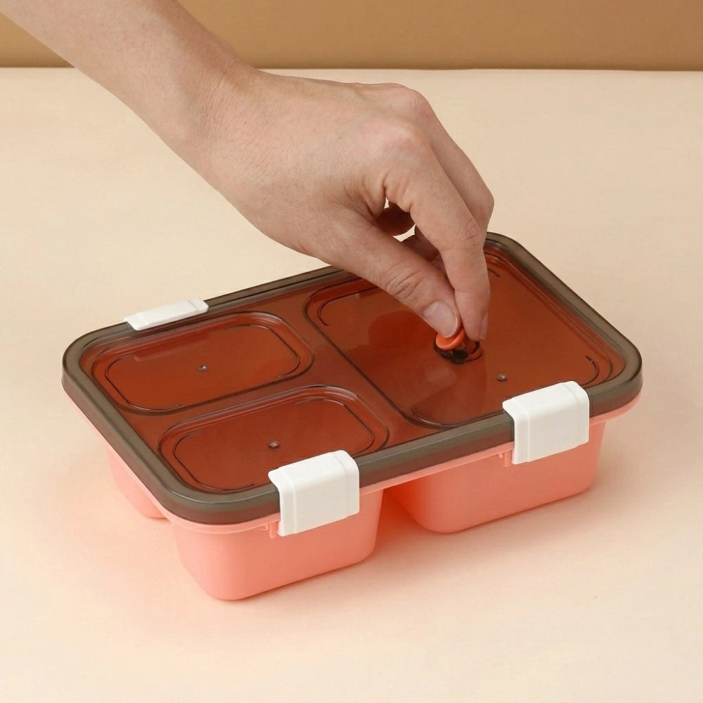 3 Compartment Lunch Box with Spoon | Leak-Resistant Bento Lunch Box for School | BPA-Free Food Storage Tiffin Box for Kids & Adults
