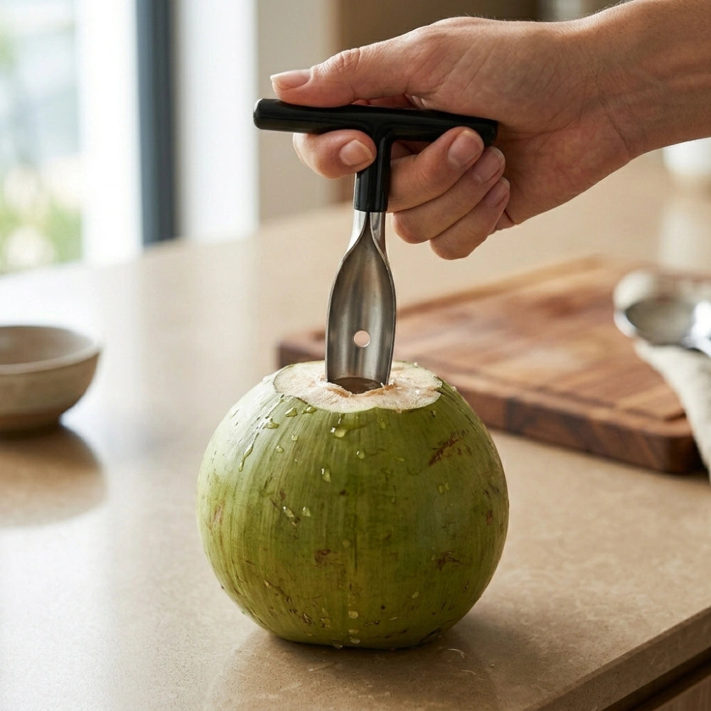 Stainless Steel Coconut Opener Tool | Coconut Water Opener & Driller | Heavy Duty Coconut Hole Punch for Tender & Green Coconuts