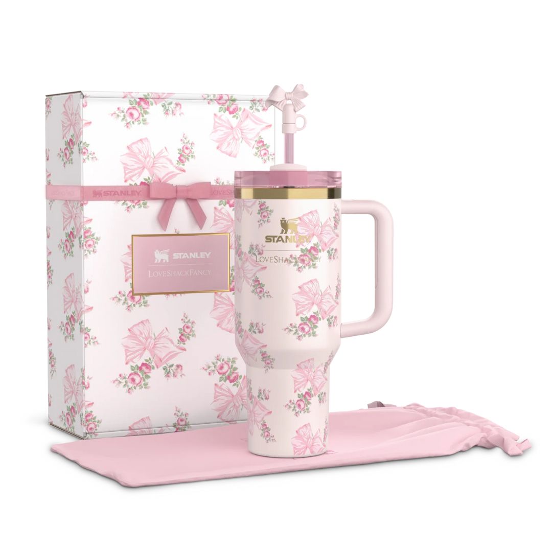 Stanley x LoveShackFancy Authentic 40oz Quencher Tumbler(Pink)
