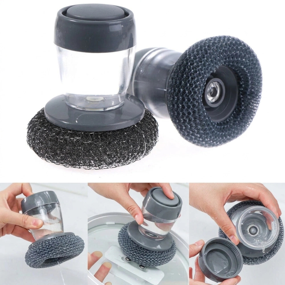 Dish Cleaning Brush with Soap Dispenser | Automatic Liquid Scrubber for Kitchen Sink & Dishwashing