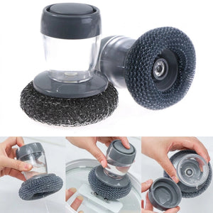 Dish Cleaning Brush with Soap Dispenser | Automatic Liquid Scrubber for Kitchen Sink & Dishwashing