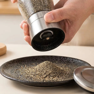 Premium Stainless Steel Salt & Pepper Grinder | Adjustable Ceramic Burr Spice Mill | Manual Pepper & Salt Grinder (1 Pc)