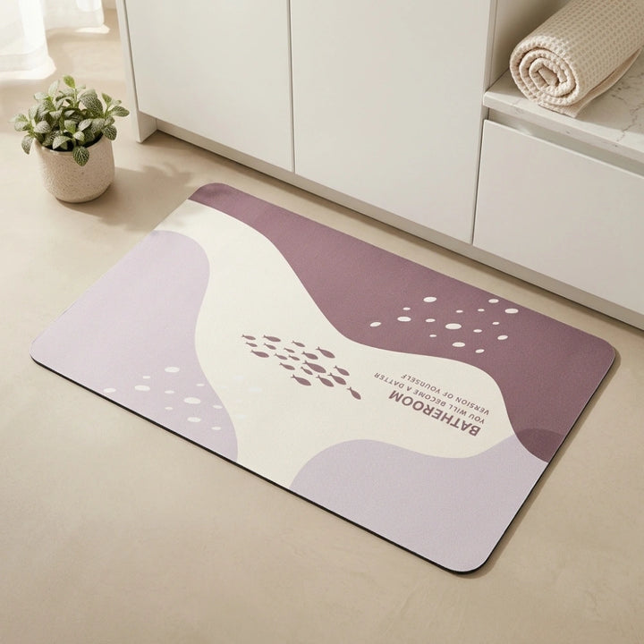 Abstract Pastel Bath Mat | Modern Non Slip Bathroom Rug Minimalist Soft Floor Mat