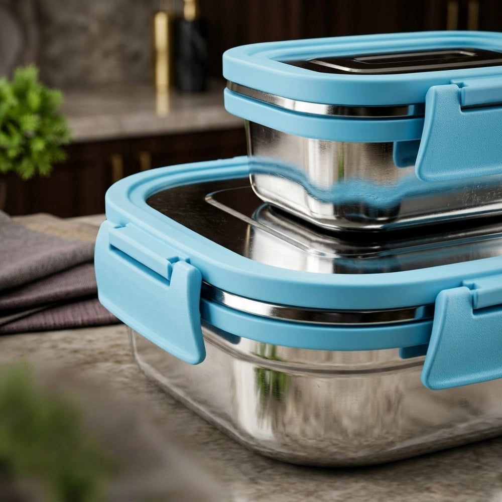 Fusion Stainless Steel Lunch Box Set with Airtight Leak-Proof Lids | Premium Food Grade Tiffin Box for Office, School & Travel | Reusable Lunch Containers