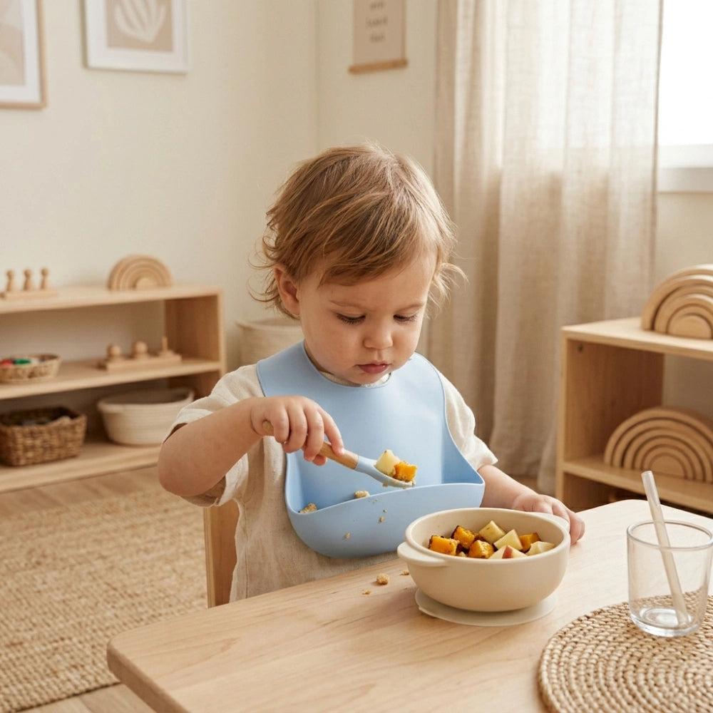 Silicone Baby Feeding Bib with Food Catcher | Waterproof Weaning Bib for Babies And Toddlers