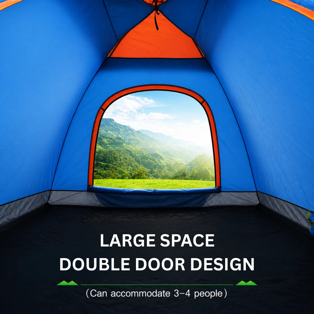 4 Person capacity Waterproof Camping Tent | Portable Foldable Dome Shelter for Outdoor Picnic, Hiking, Trekking & Family Camping