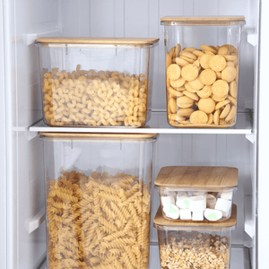 Multi-Purpose Transparent Food Storage Containers with Wooden Lid | Eco-Friendly Kitchen Organization