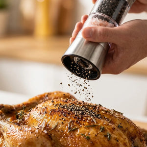 2-in-1 Double Head Stainless Steel Salt & Pepper Grinder | Adjustable Coarseness Glass Spice Mill for Salt, Black Pepper & Seasonings