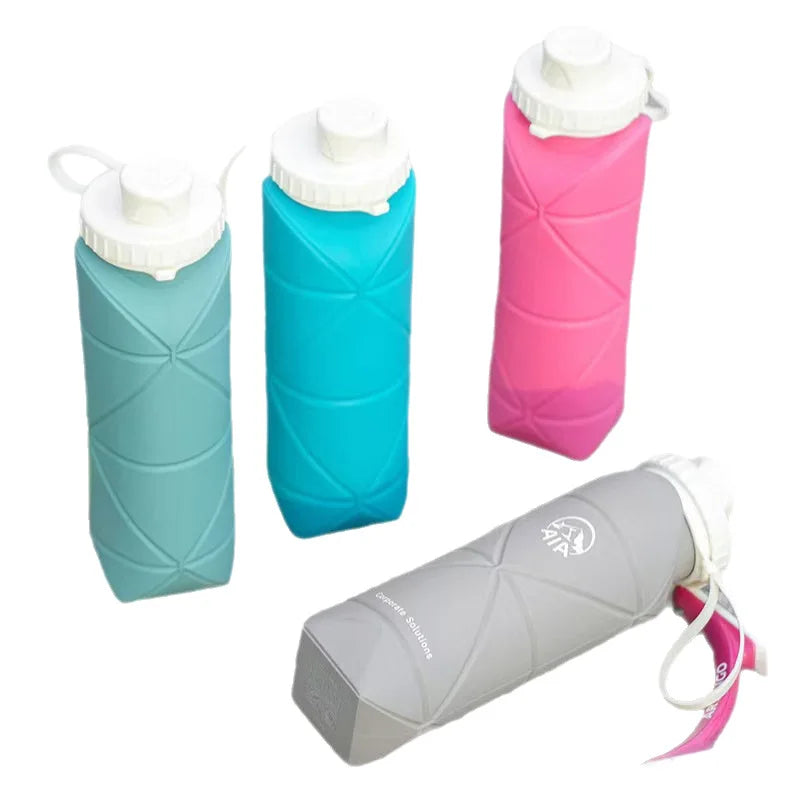 Housious® 600ml Foldable Silicone Water Bottle | Food Grade | Portable Travel Sports Bottle