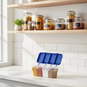 3-in-1 Airtight Masala Box with 3 Spoons | Transparent Spice & Dry Storage Container for Kitchen
