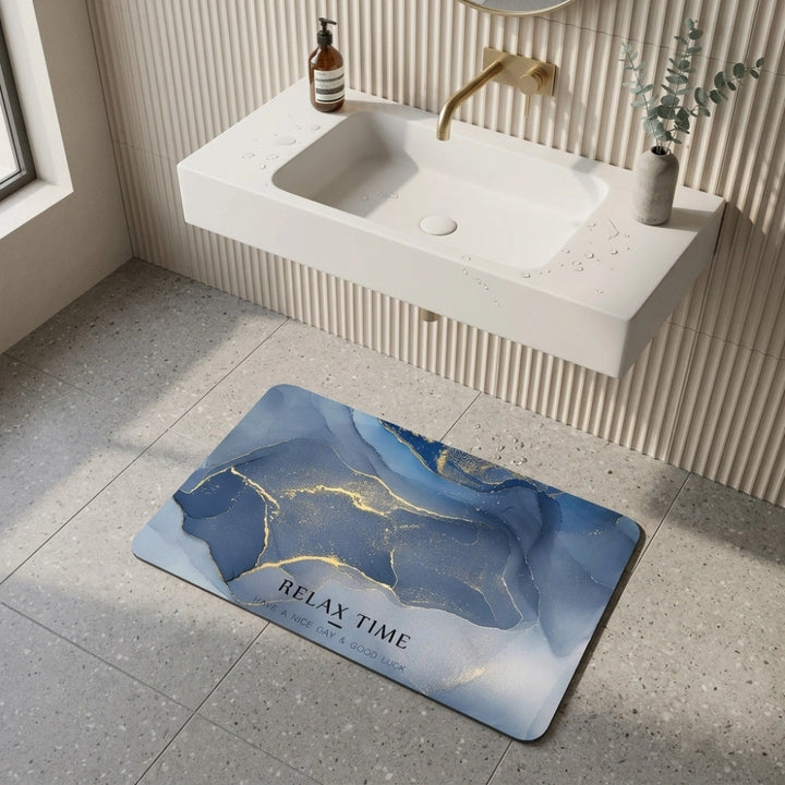 Luxury Marble Relax Time Door Mat | Anti-Slip Soft Floor Rug | Modern Bathroom & Entrance Home Decor Mat