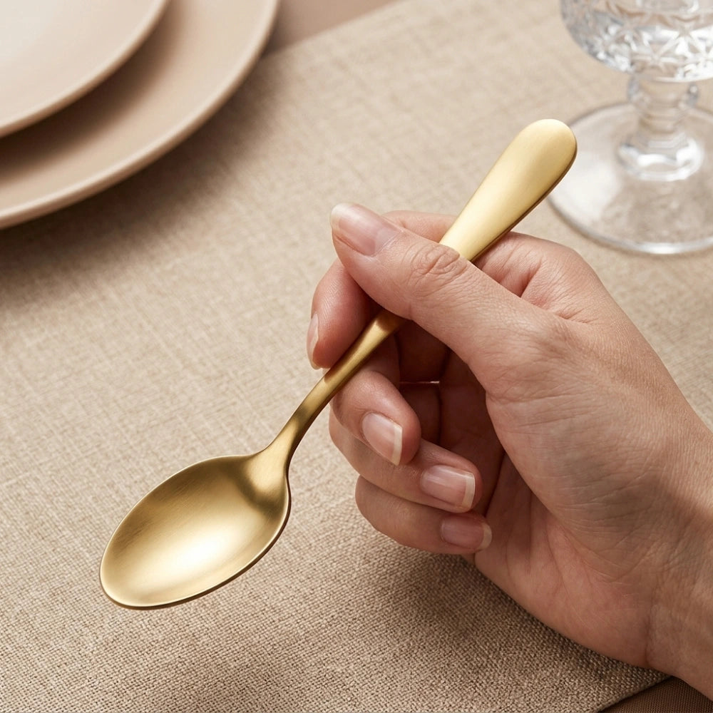 6-Piece Gold Stainless Steel Dessert Spoon Set – Mini Coffee, Tea & Ice Cream Spoons | Mirror Finish, Reusable & Dishwasher Safe (6 pcs)