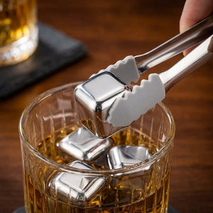 4PCS Reusable Stainless Steel Whiskey Stones | Metal Ice Cubes for Whiskey, Cocktails & Beverages | Drink Chilling Cubes Set