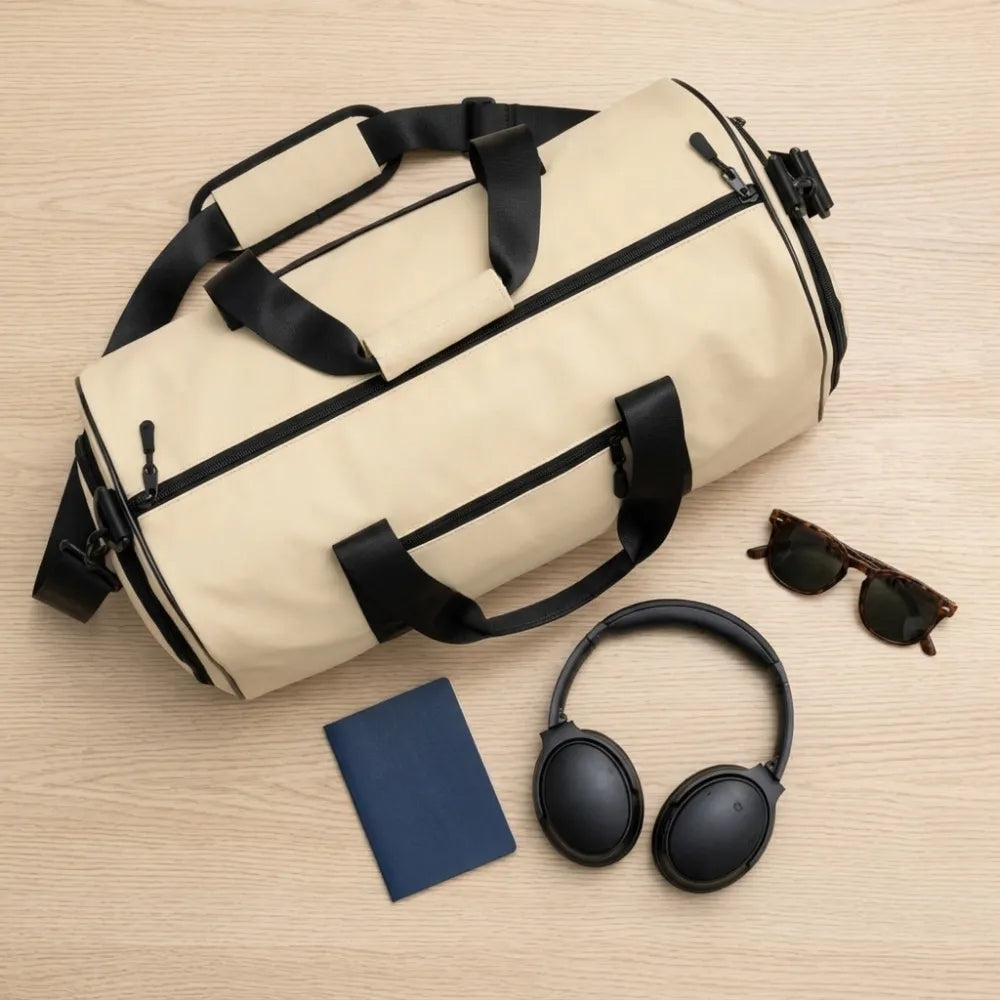 Water-Resistant Travel Sports Duffel Bag with Shoe Compartment | Gym Bag with Wet & Dry Pocket, Detachable Strap for Men & Women