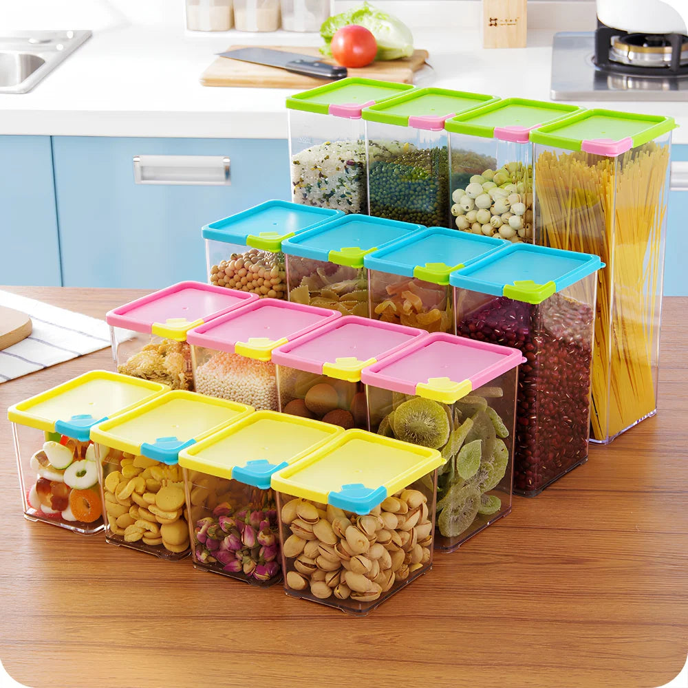 Easy Flow Cereal Dispenser Storage Containers Set of 3 | Airtight Kitchen Jars for Rice, Pasta & Pulses (400ml, 600ml, 800ml)