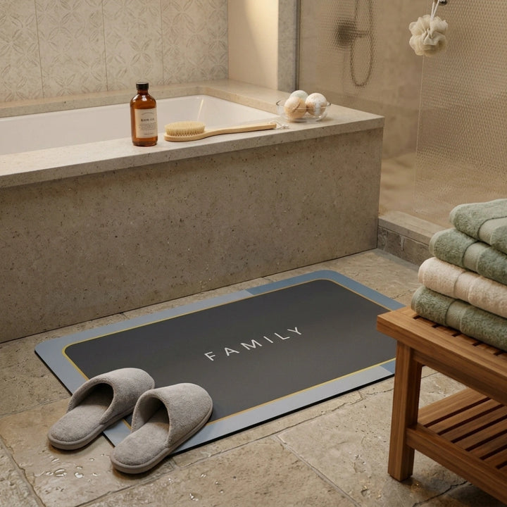 Modern Anti-Slip Bathroom Floor Mat | Soft Absorbent Washable Door Mat for Bathroom, Kitchen & Entryway | Minimal Luxury Design Rug