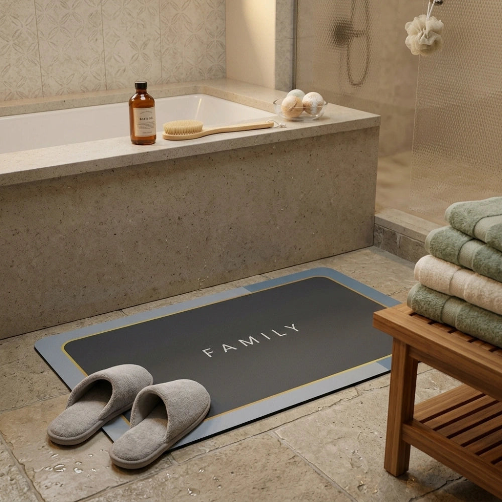 Modern Anti-Slip Bathroom Floor Mat | Soft Absorbent Washable Door Mat for Bathroom, Kitchen & Entryway | Minimal Luxury Design Rug