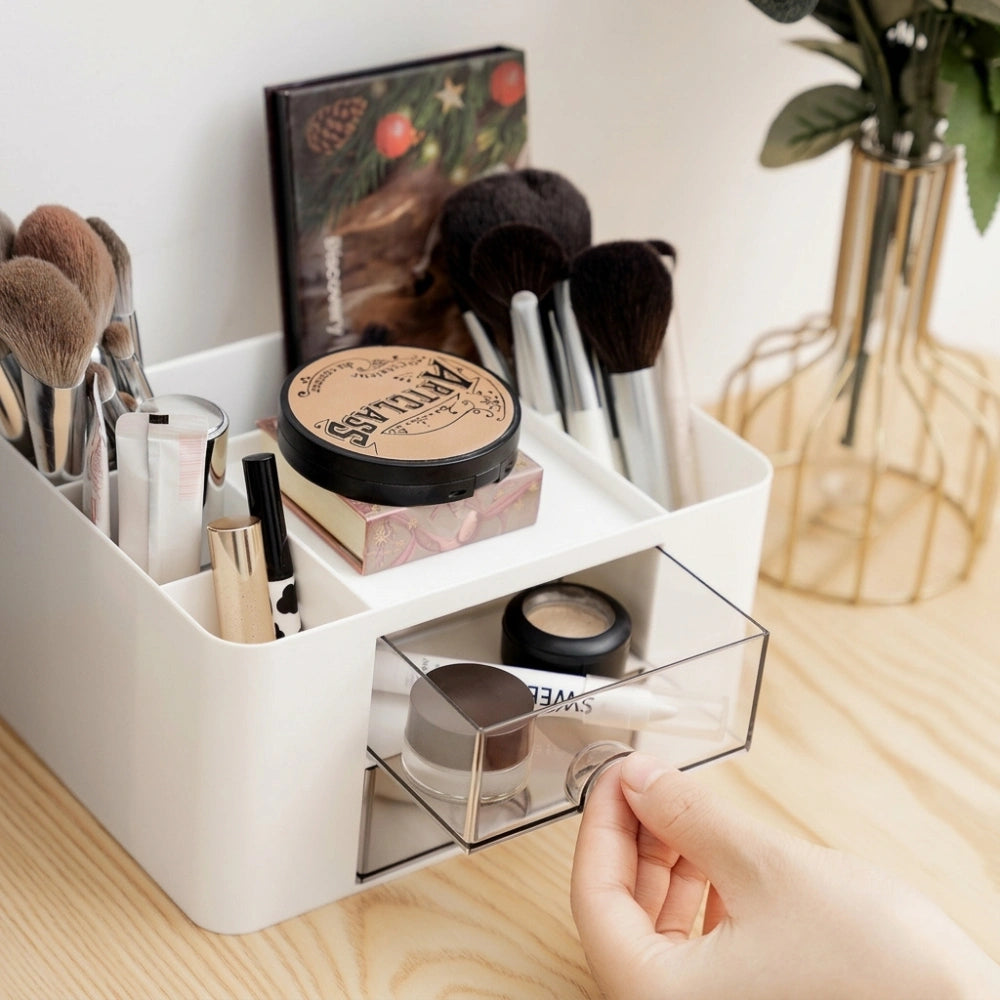 Multi-Functional Desk Organiser with 2 Drawers | Large Capacity Desktop Pen, Pencil & Stationery Storage Holder