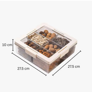 6-Grid Multi-Purpose Snack & Candy Storage Box (27cm) | Elegant Serving Tray & Organizer