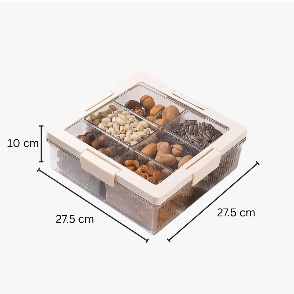 6-Grid Multi-Purpose Snack & Candy Storage Box (27cm) | Elegant Serving Tray & Organizer