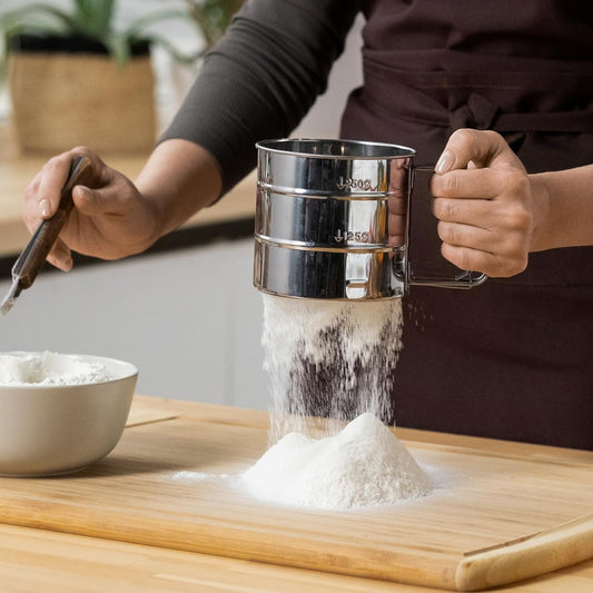 Heavy Duty Stainless Steel Flour Sifter with Handle – Baking Essentials