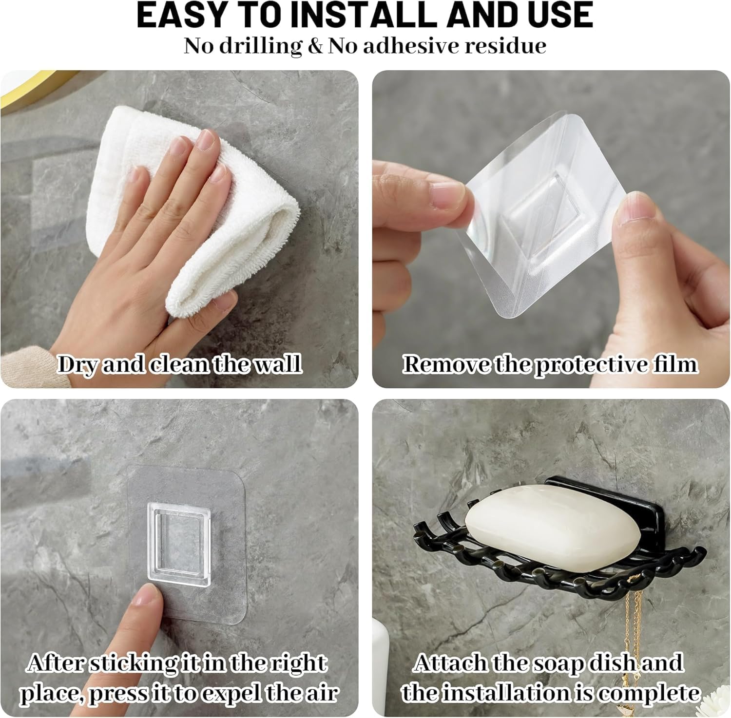 Self Adhesive Wall Mounted Soap Holder | No Drill Bathroom Soap Stand