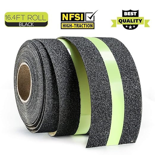 Anti-Slip Safety Grip Tape with High Visibility Glow , Ideal For Stairs & Floors-2 Inch x 5 Meters
