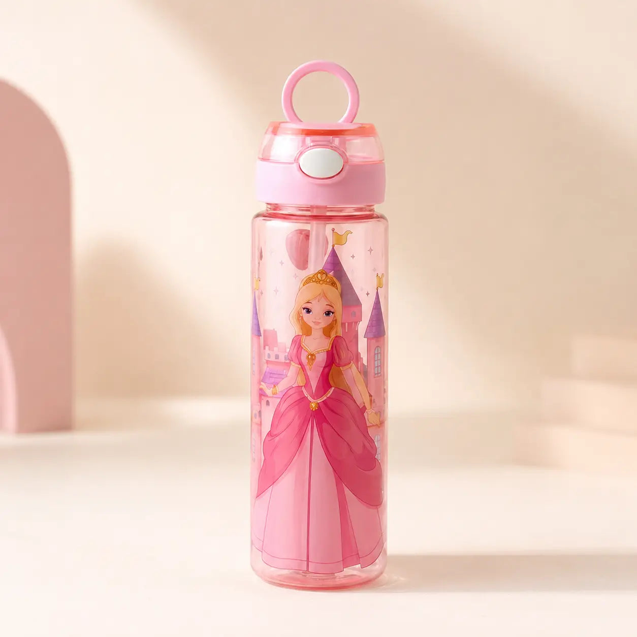 750ml Cartoon Kids Water Bottle | Leakproof Plastic Sipper Bottle for School, Travel & Outdoor | BPA-Free Drinking Bottle with Easy Carry Design
