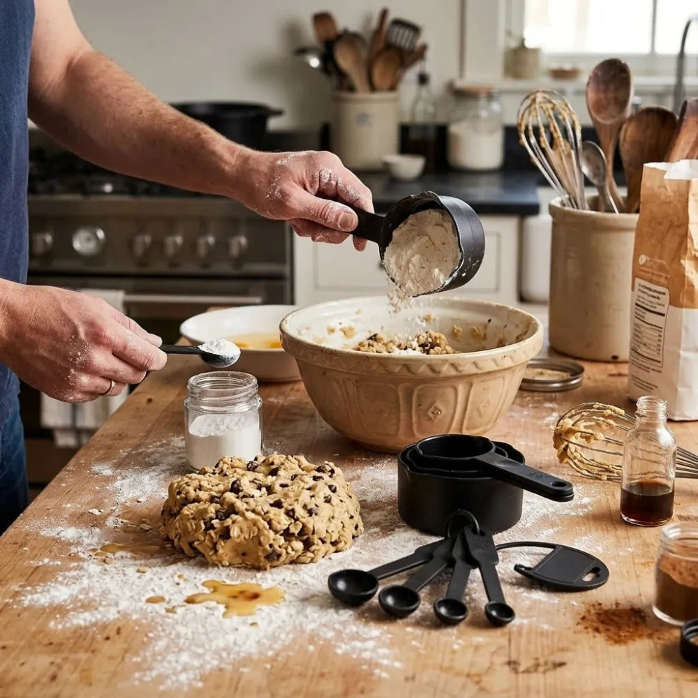 8-Piece Measuring Cups & Spoons Set | Plastic Measuring Tools for Baking, Cooking, Dry & Liquid Ingredients