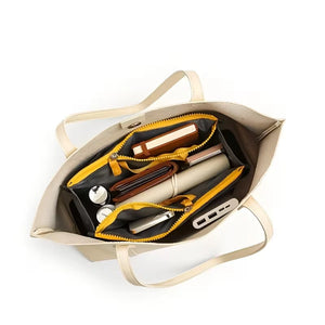 Multi-Pocket Handbag Organizer Insert with Double Zipper | Portable Makeup, Phone & Travel Storage Pouch for Women & Men
