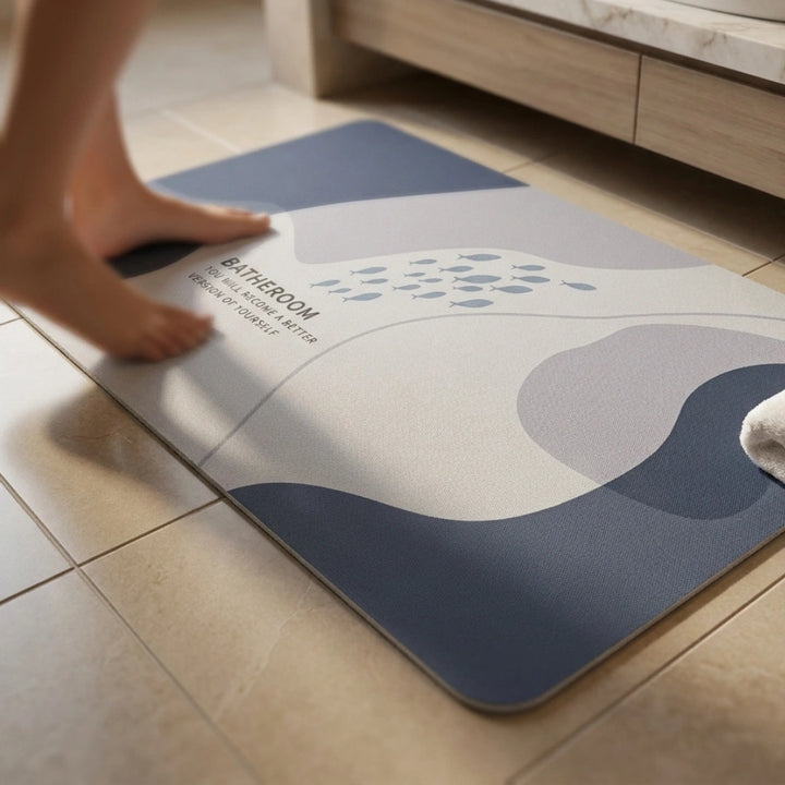 Abstract Pastel Bath Mat | Modern Non Slip Bathroom Rug Minimalist Soft Floor Mat