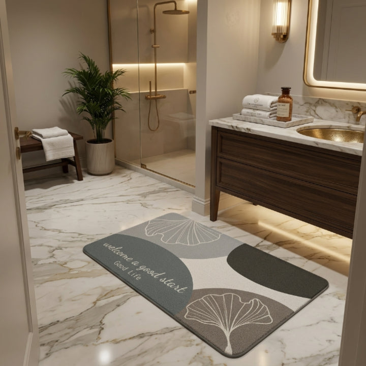 Modern Abstract Anti-Slip Bathroom Mat | Soft Absorbent Quick Dry Floor Rug Minimalist Entryway & Washroom Carpet