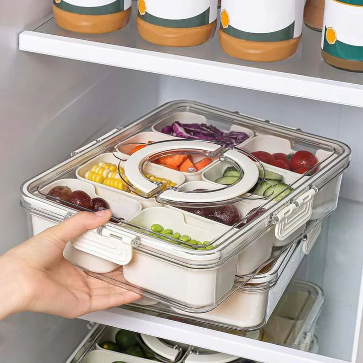 Snackle Storage Organizer – 8-Section Portable Snack Container with Adjustable Dividers - Housious