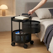 2-Layer Round Multipurpose Storage Trolley with Wheels | Rotating Organizer for Home & Office