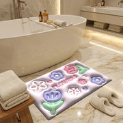 Cute 3D Flower Bathroom Floor Mat | Soft Non-Slip Absorbent Bath Rug Kawaii Floral Decorative Washable Door Mat