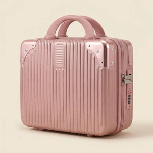 Portable Hard Shell Cosmetic Travel Case | Mini ABS Makeup Storage Suitcase with Elastic Band | Compact Hand Luggage Organizer